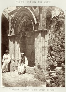 Kilátások a városon belül: El-Wad utcai ősi szökőkút, 1864-65 körül.